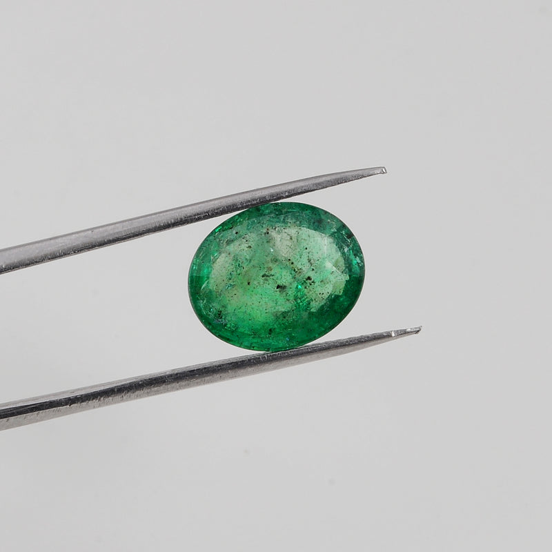 1 pcs Emerald  - 4.48 ct - Oval - Intense Green