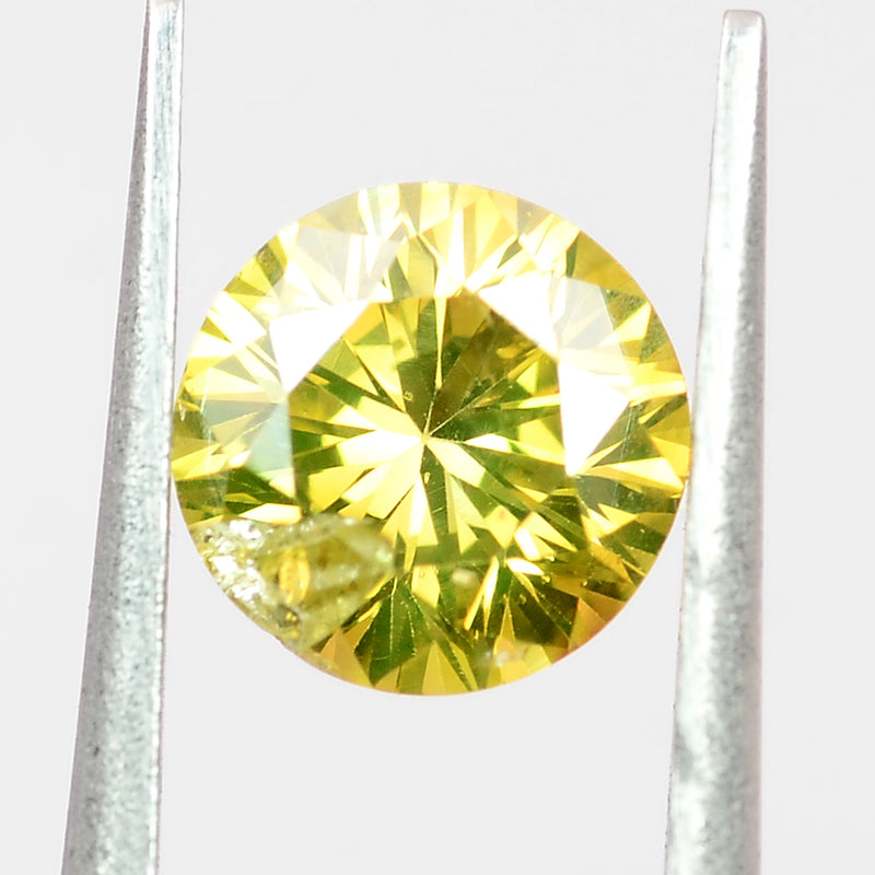 Round Fancy Vivid Yellow Color Diamond 0.34 Carat - ALGT Certified
