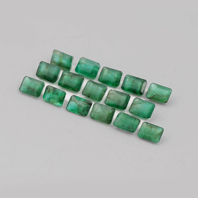 16 pcs Emerald  - 15.25 ct - Octagon - Green