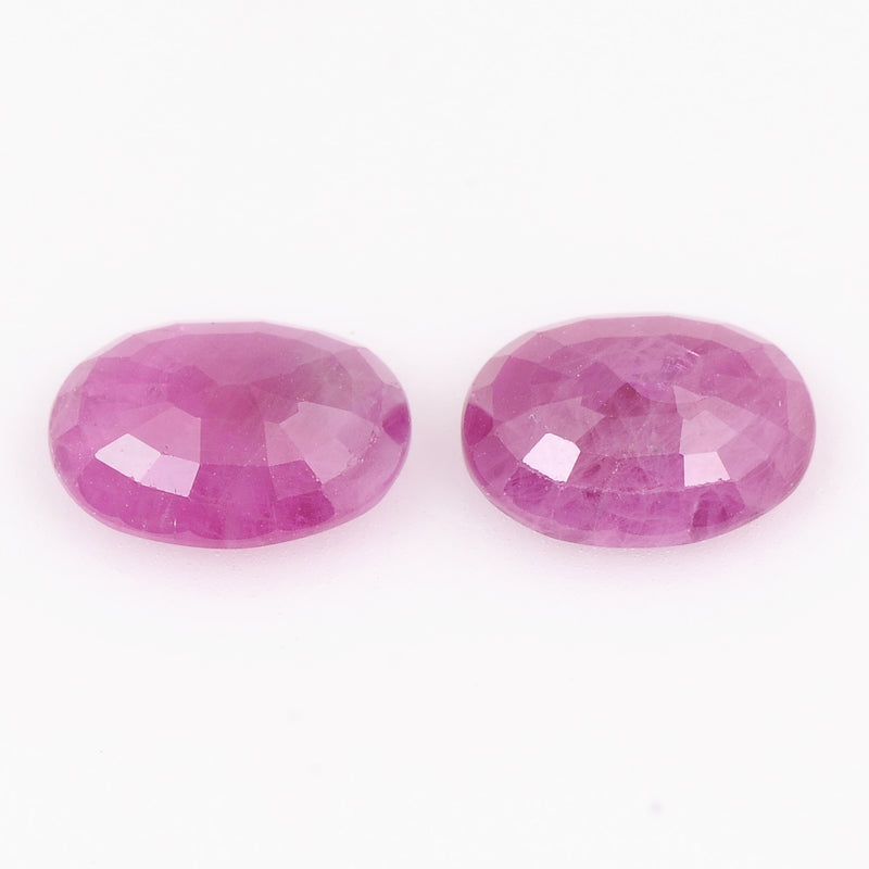 2 pcs Ruby  - 3.9 ct - Oval - Red
