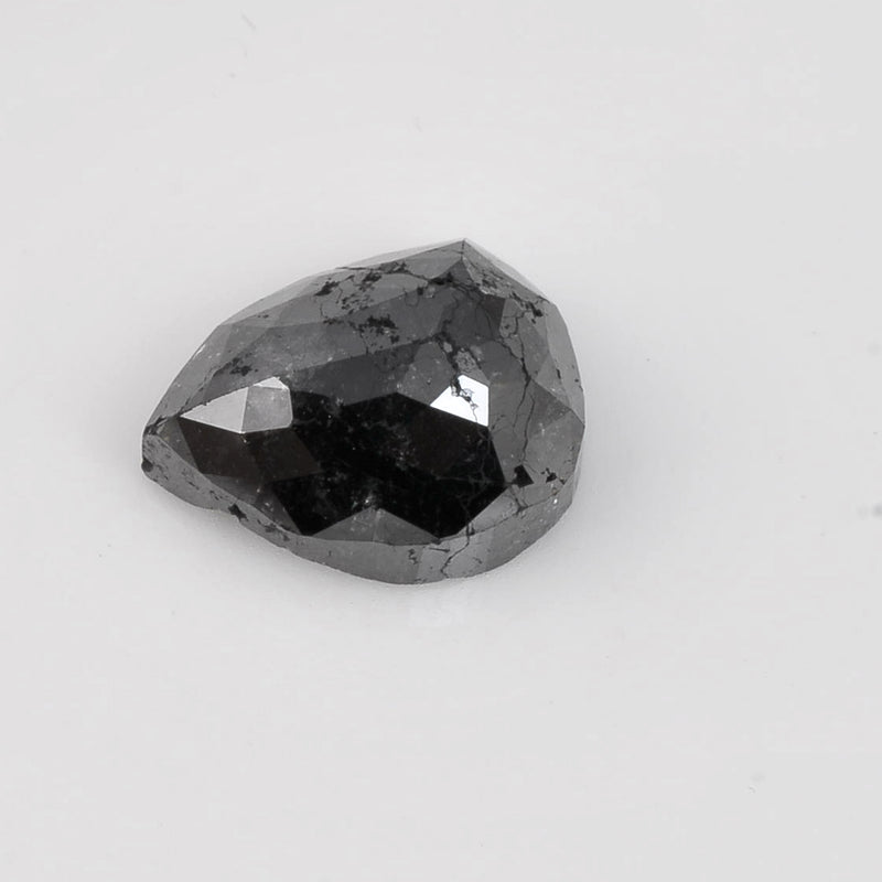 11.46 Carat Rose Cut Pear Fancy Black Diamond-AIG Certified
