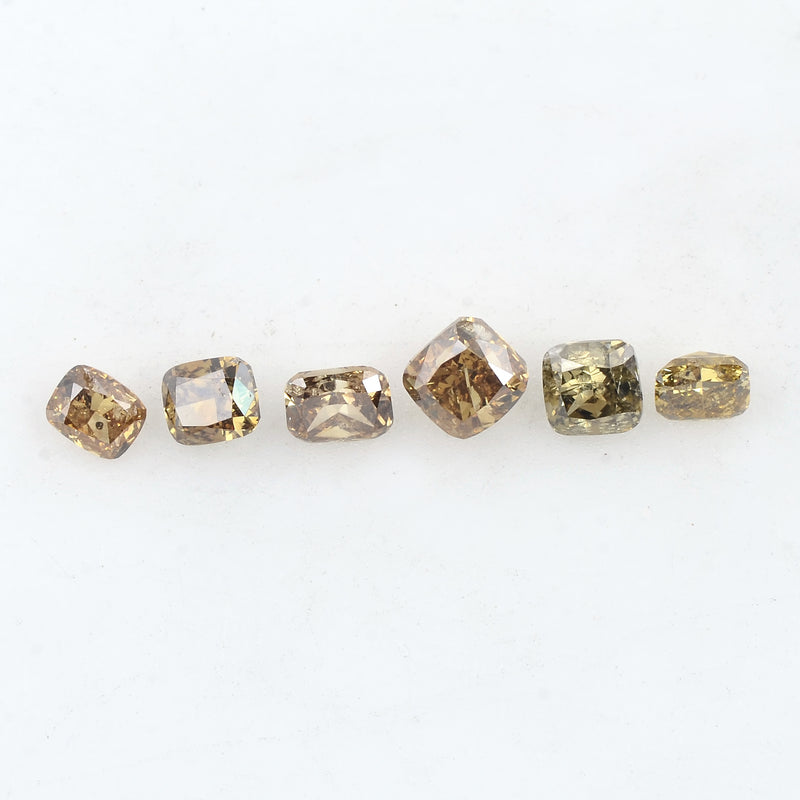 6 pcs Diamond  - 0.89 ct - Cushion - Yellow - SI - I1