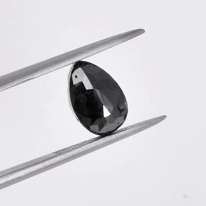 2.23 Carat Rose Cut Pear Fancy Black Diamond-AIG Certified