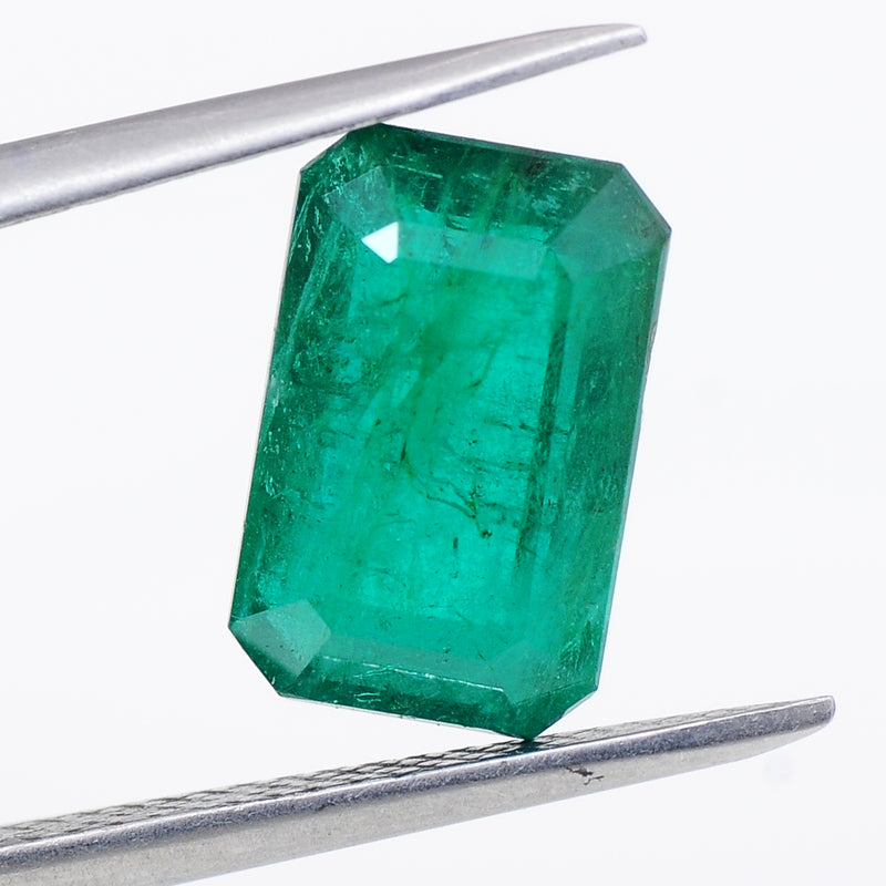 Octagon Green Color Emerald Gemstone 3.60 Carat - ALGT Certified