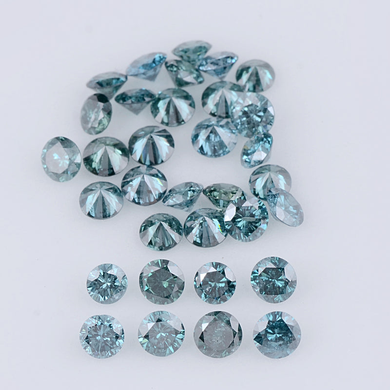 3.47 Carat Brilliant Round Fancy Intense Greenish Blue I1-I2 Diamonds-AIG Certified