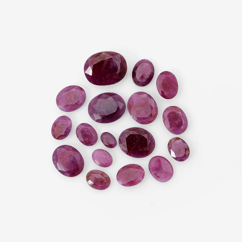 17 pcs Ruby  - 36.12 ct - Oval - Red