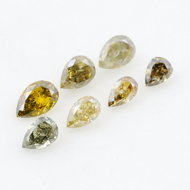 7 pcs Diamond  - 1.06 ct - Pear - Yellow - SI - I